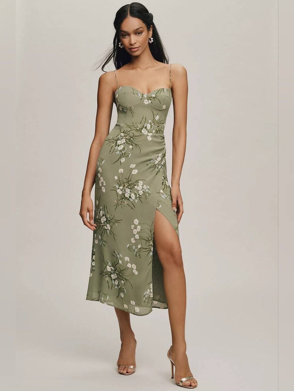 Reformation Kourtney Floral Print Slipdress in Bonita Green Floral Size 10 NEW !